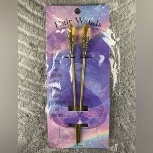 Hair Wands - Gold w/Crystals